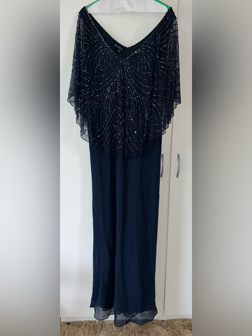 J Kara Mother of the Bride Size 14W Beaded Navy Blue Dress - PERFECT CONDITION